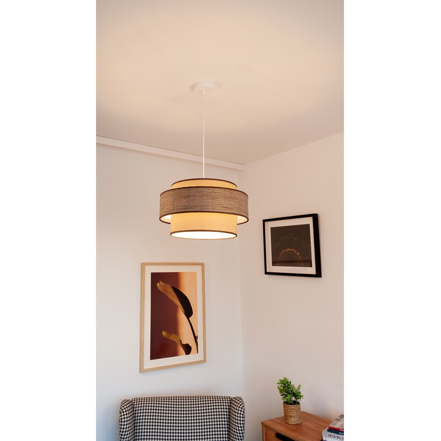 Pendel GRACE 1xE27/60W/230V diameter 40 cm beige/brun