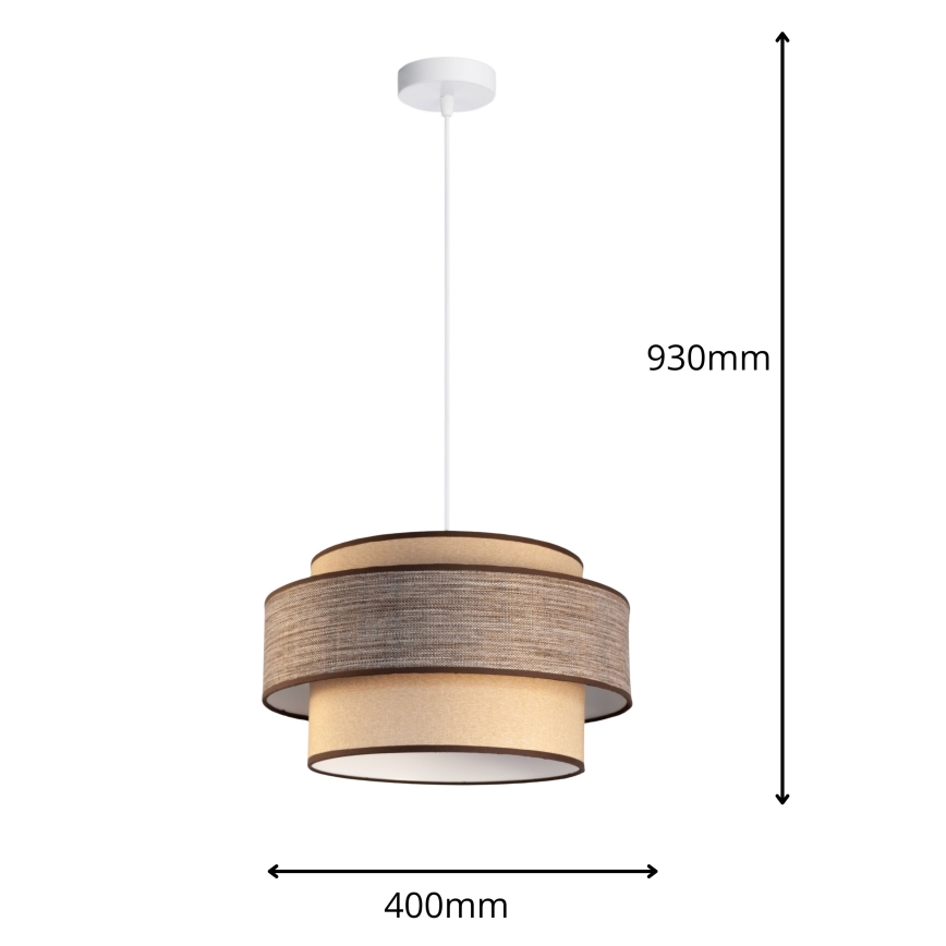 Pendel GRACE 1xE27/60W/230V diameter 40 cm beige/brun