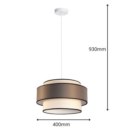 Pendel GRACE 1xE27/60W/230V diameter 40 cm cremefarvet/brun