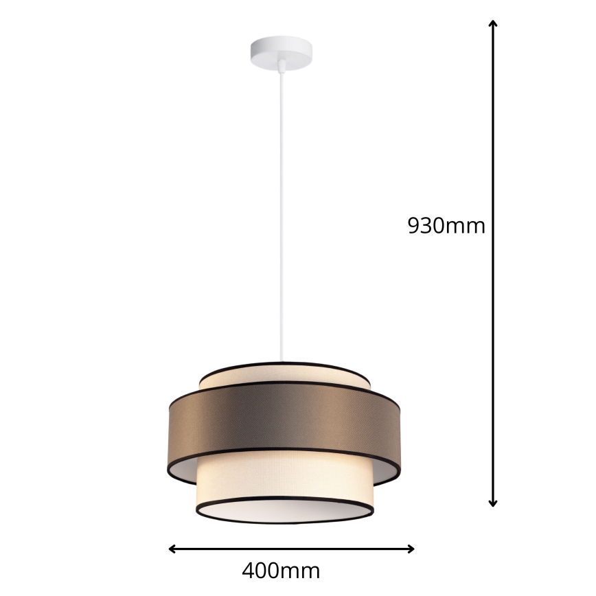 Pendel GRACE 1xE27/60W/230V diameter 40 cm cremefarvet/brun