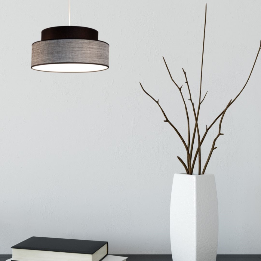 Pendel GRACE 1xE27/60W/230V diameter 40 cm sort/grå