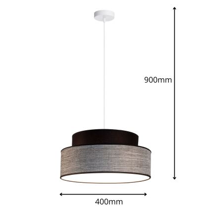 Pendel GRACE 1xE27/60W/230V diameter 40 cm sort/grå