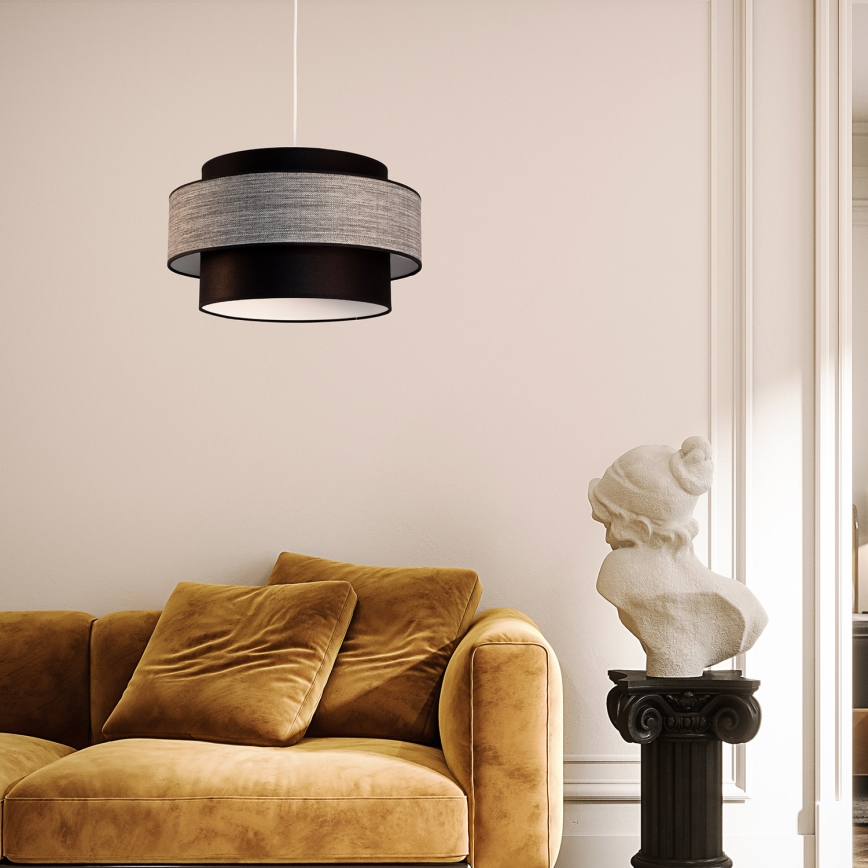 Pendel GRACE 1xE27/60W/230V diameter 40 cm sort/grå