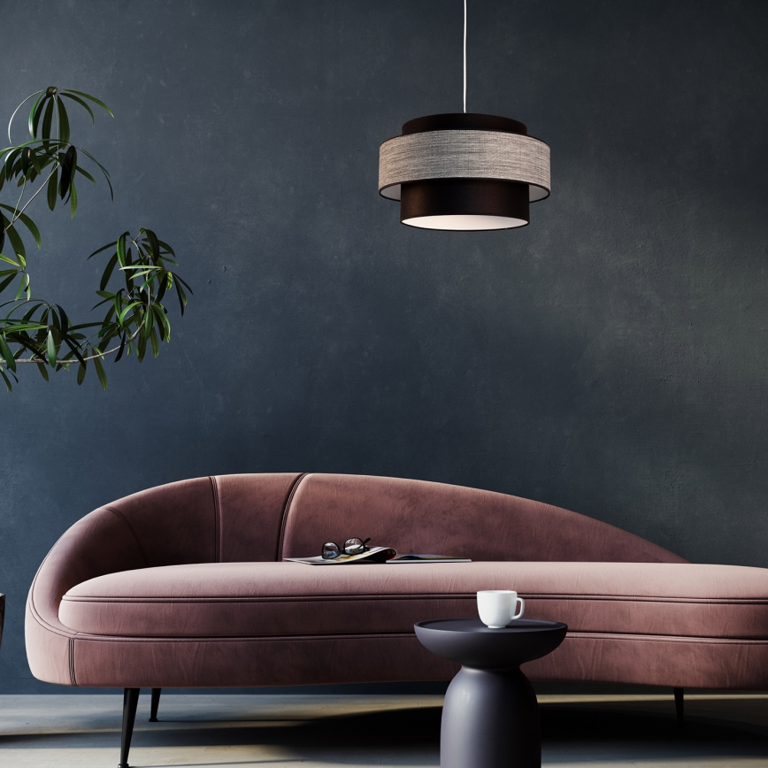 Pendel GRACE 1xE27/60W/230V diameter 40 cm sort/grå