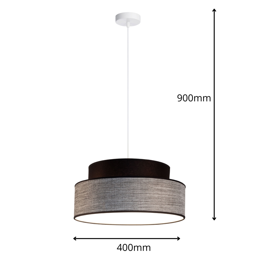 Pendel GRACE 1xE27/60W/230V sort/grå