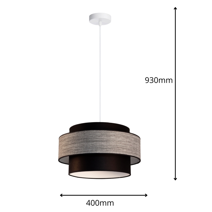 Pendel GRACE 1xE27/60W/230V sort/grå