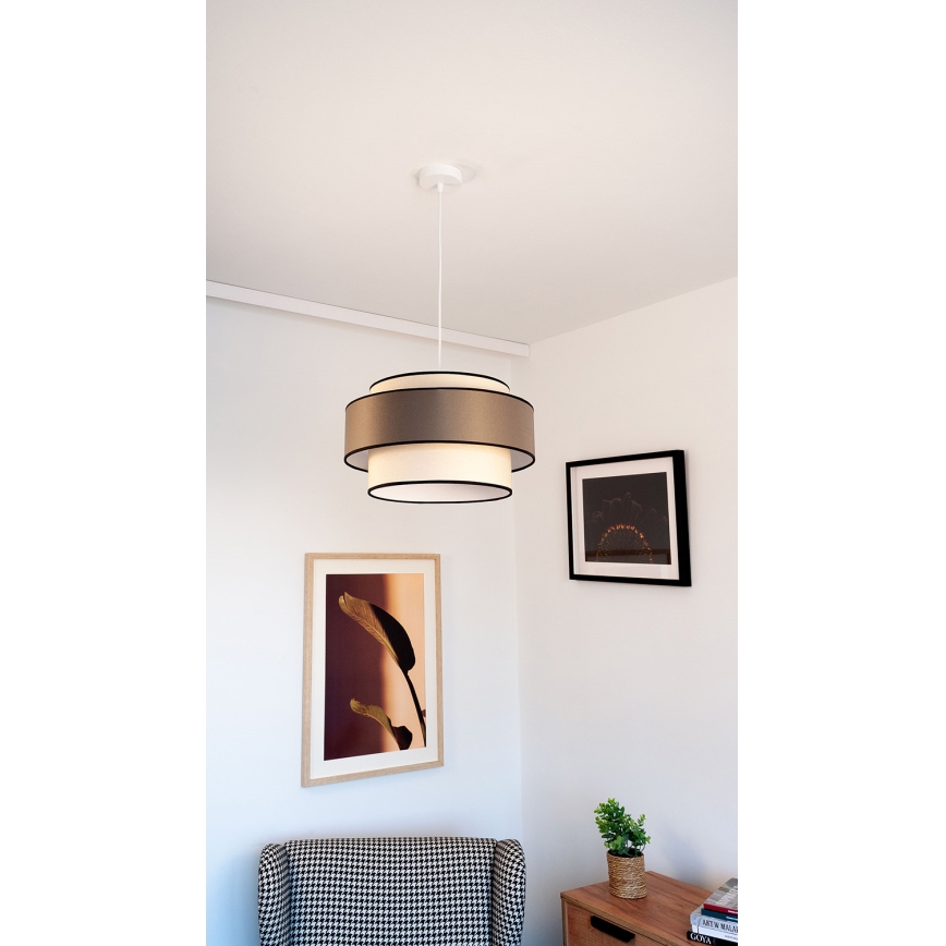 Pendel GRACE med wireophæng 1xE27/60W/230V Ø 40 cm creme/grå