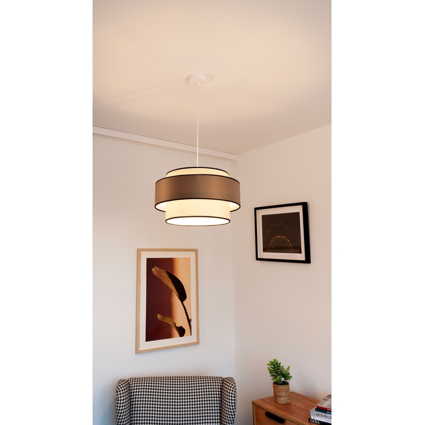 Pendel GRACE med wireophæng 1xE27/60W/230V Ø 40 cm creme/grå