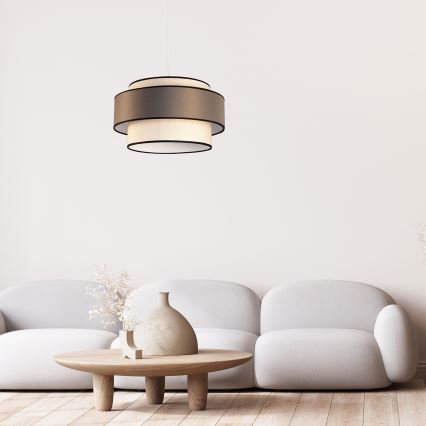 Pendel GRACE med wireophæng 1xE27/60W/230V Ø 40 cm creme/grå
