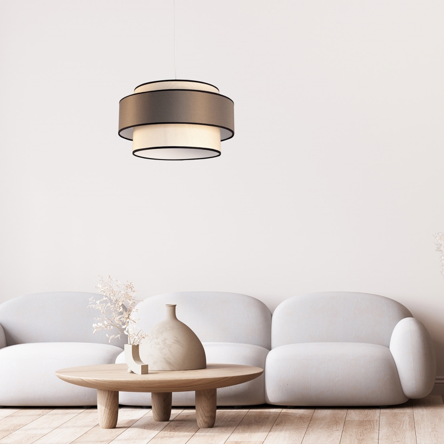 Pendel GRACE med wireophæng 1xE27/60W/230V Ø 40 cm creme/grå