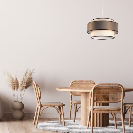 Pendel GRACE med wireophæng 1xE27/60W/230V Ø 40 cm creme/grå
