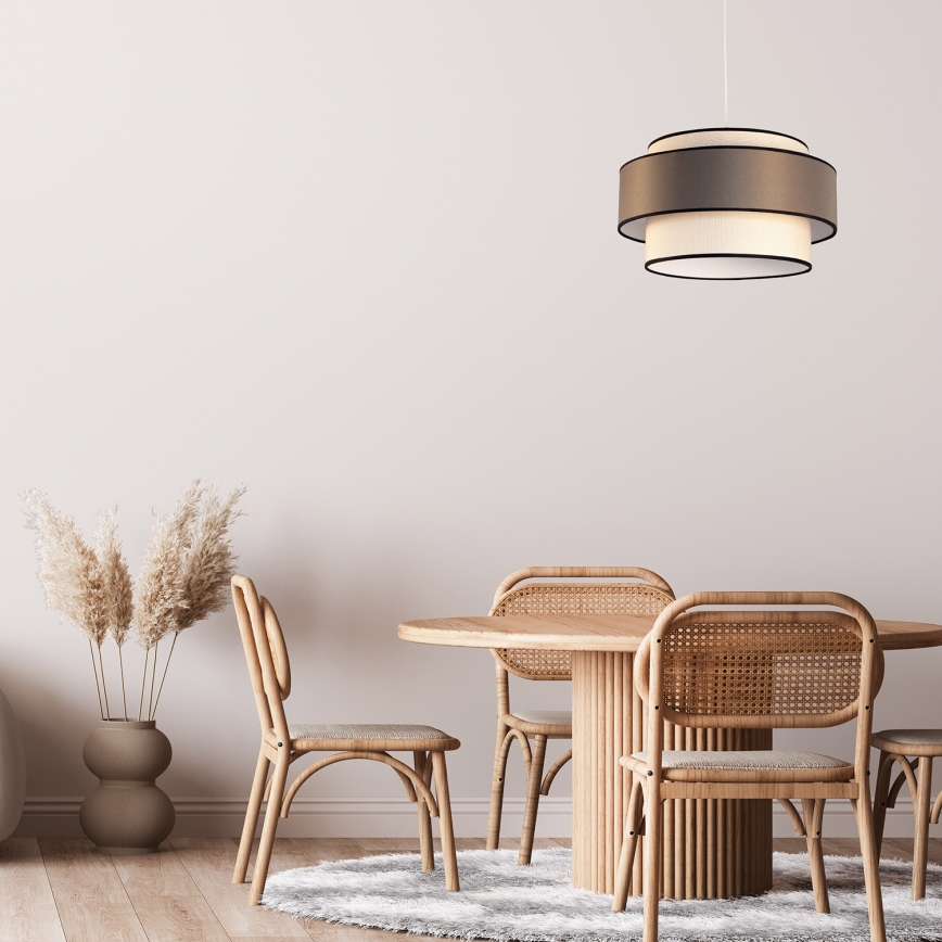 Pendel GRACE med wireophæng 1xE27/60W/230V Ø 40 cm creme/grå