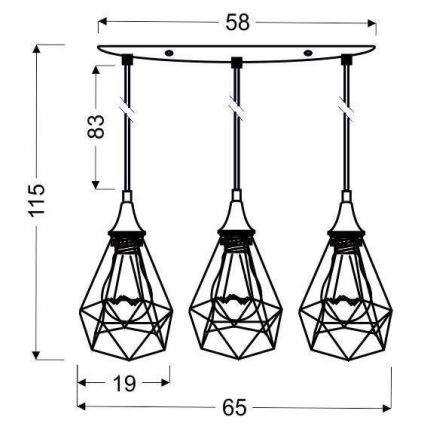 Pendel GRAF 3xE27/60W/230V