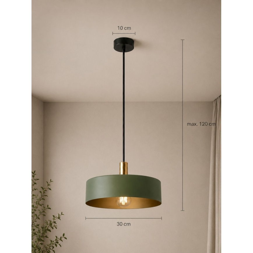 Pendel HAKI 1xE27/60W/230V grøn/sort/skinnende krom