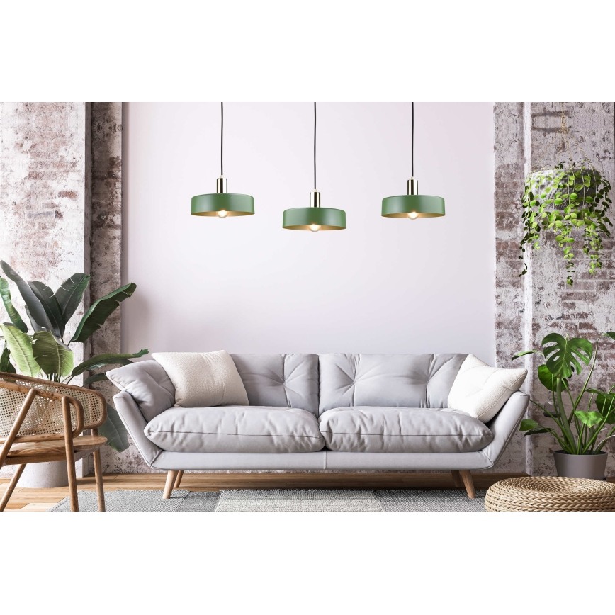 Pendel HAKI 3xE27/60W/230V grøn/sort/skinnende krom