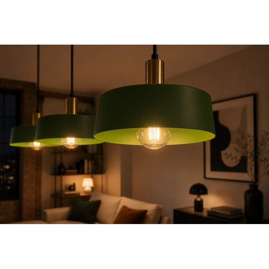 Pendel HAKI 3xE27/60W/230V grøn/sort/skinnende krom