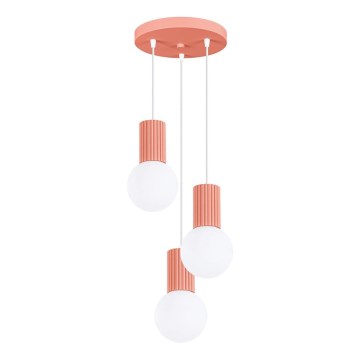 Pendel HALO 3xG9/8W/230V diameter 25 cm lyserød