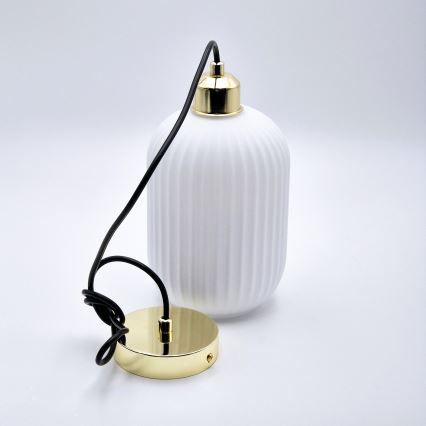 Pendel HARMA 1xE27/15W/230V diameter 14 cm hvid/guldfarvet