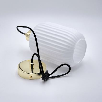 Pendel HARMA 1xE27/15W/230V diameter 14 cm hvid/guldfarvet