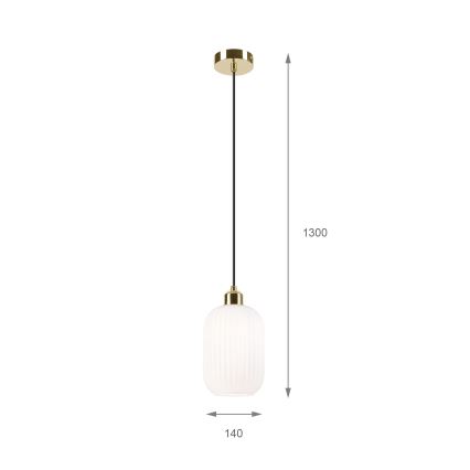 Pendel HARMA 1xE27/15W/230V diameter 14 cm hvid/guldfarvet