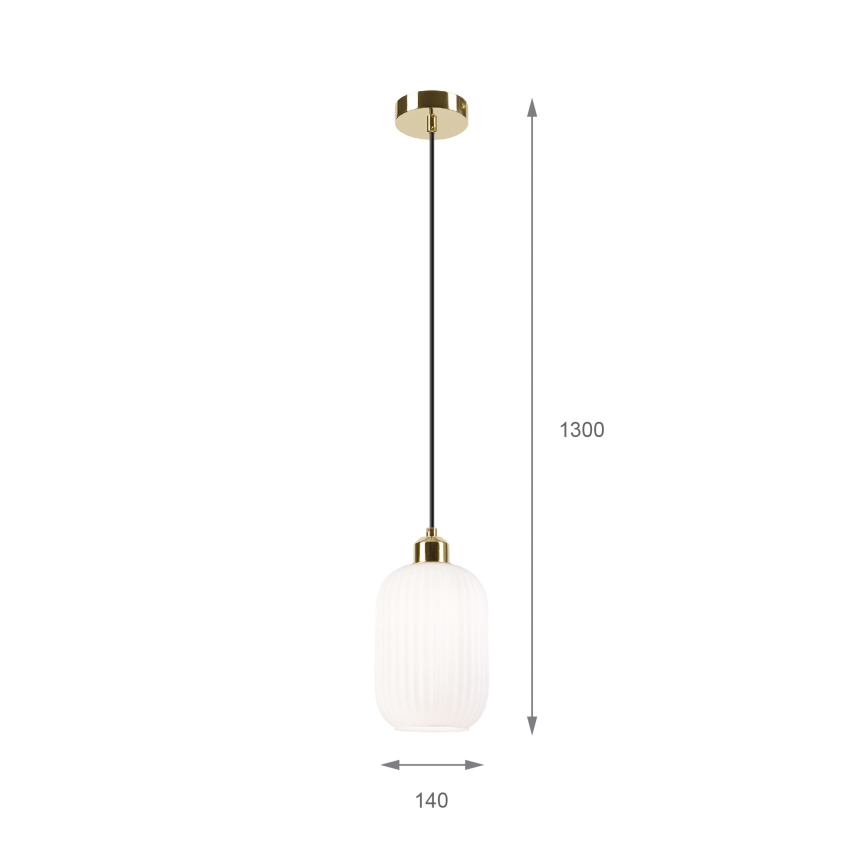Pendel HARMA 1xE27/15W/230V diameter 14 cm hvid/guldfarvet