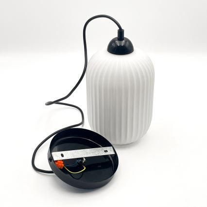 Pendel HARMA 1xE27/15W/230V diameter 14 cm hvid/sort