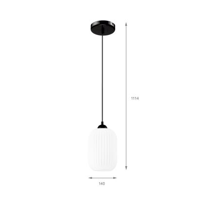 Pendel HARMA 1xE27/15W/230V diameter 14 cm hvid/sort