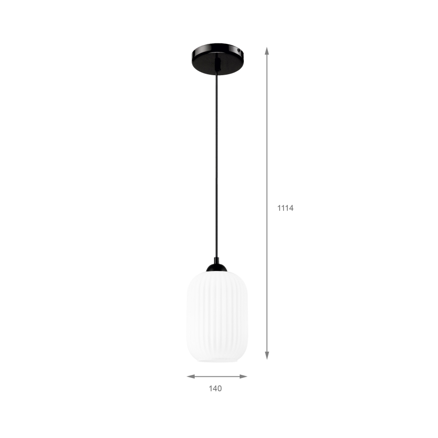Pendel HARMA 1xE27/15W/230V diameter 14 cm hvid/sort