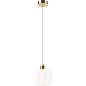 Pendel HARMA 1xE27/15W/230V diameter 20 cm hvid/guldfarvet