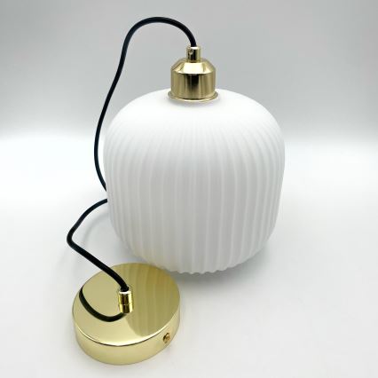 Pendel HARMA 1xE27/15W/230V diameter 20 cm hvid/guldfarvet