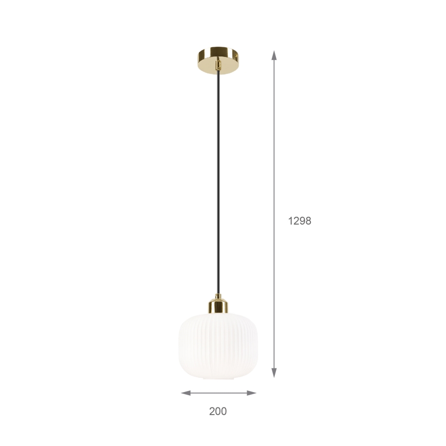 Pendel HARMA 1xE27/15W/230V diameter 20 cm hvid/guldfarvet