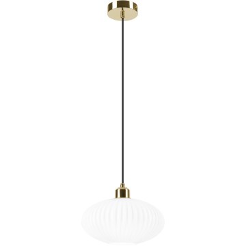 Pendel HARMA 1xE27/15W/230V diameter 25 cm hvid/guldfarvet