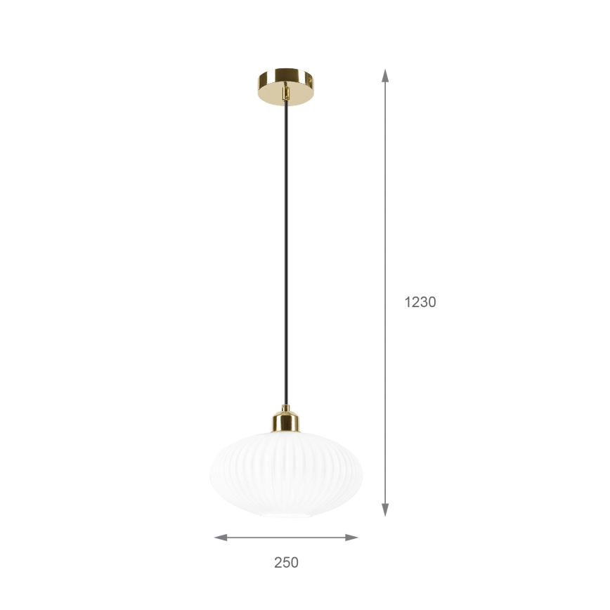 Pendel HARMA 1xE27/15W/230V diameter 25 cm hvid/guldfarvet