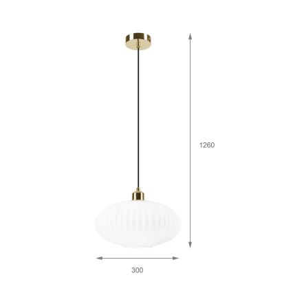 Pendel HARMA 1xE27/15W/230V diameter 30 cm hvid/guldfarvet