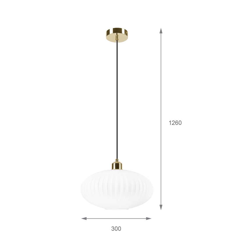 Pendel HARMA 1xE27/15W/230V diameter 30 cm hvid/guldfarvet