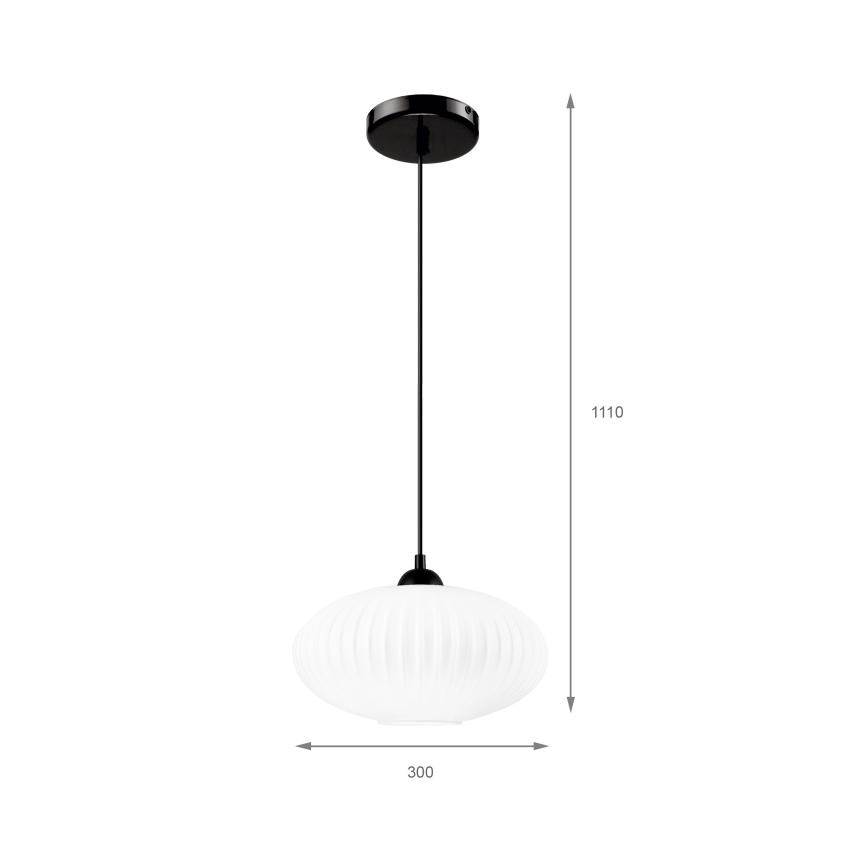 Pendel HARMA 1xE27/15W/230V diameter 30 cm hvid/sort