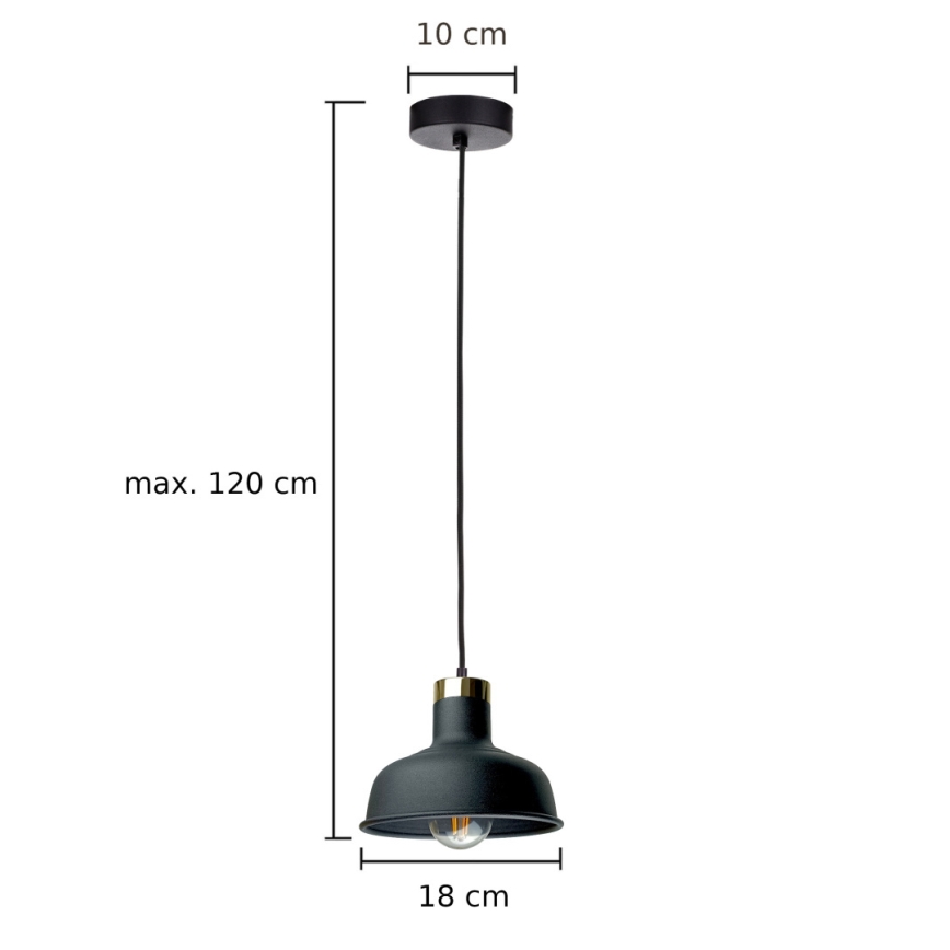 Pendel HEBE 1xE27/60W/230V sort