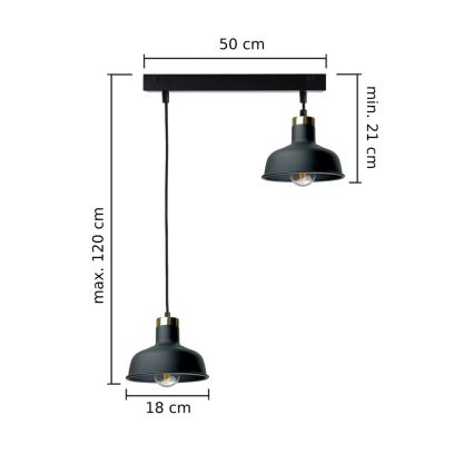 Pendel HEBE 2xE27/60W/230V sort
