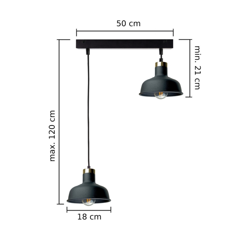 Pendel HEBE 2xE27/60W/230V sort