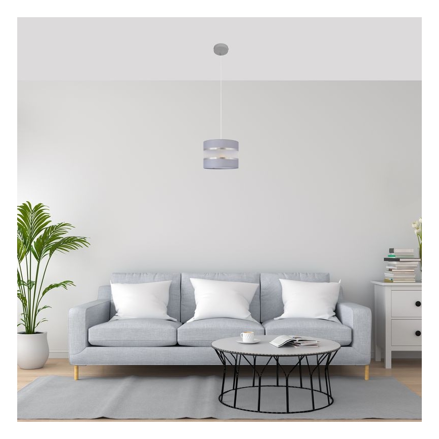 Pendel HELEN 1xE27/15W/230V diameter 20 cm grå/sølvfarvet