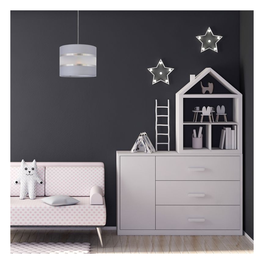 Pendel HELEN 1xE27/15W/230V diameter 20 cm grå/sølvfarvet
