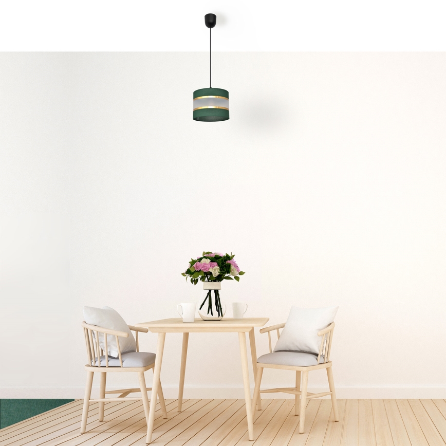 Pendel HELEN 1xE27/15W/230V diameter 20 cm grøn/guldfarvet