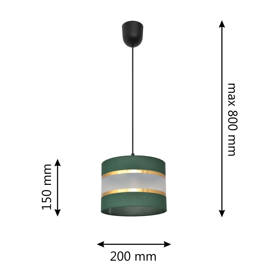 Pendel HELEN 1xE27/15W/230V diameter 20 cm grøn/guldfarvet