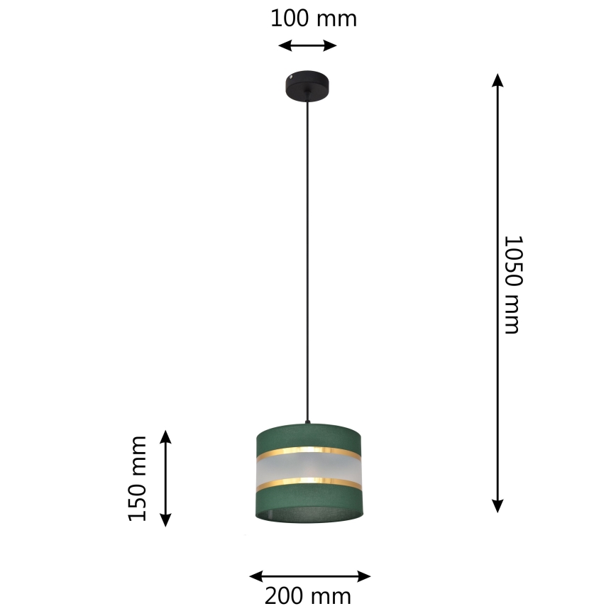 Pendel HELEN 1xE27/15W/230V diameter 20 cm grøn/guldfarvet