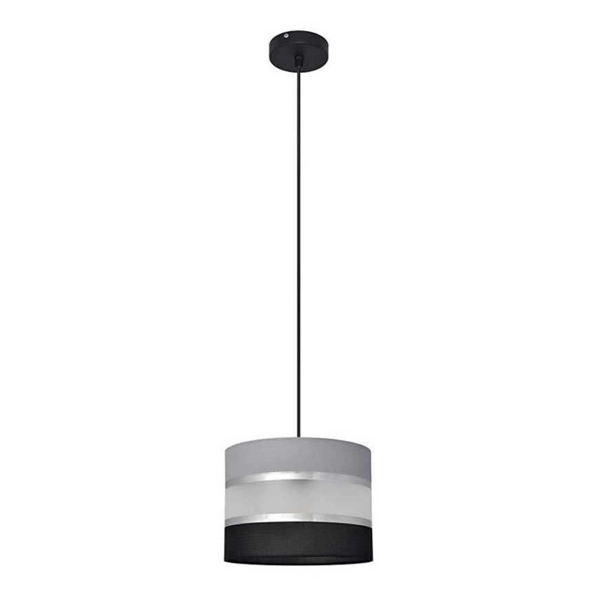 Pendel HELEN 1xE27/15W/230V diameter 20 cm sort/grå/sølvfarvet