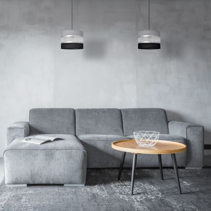 Pendel HELEN 1xE27/15W/230V diameter 20 cm sort/grå/sølvfarvet