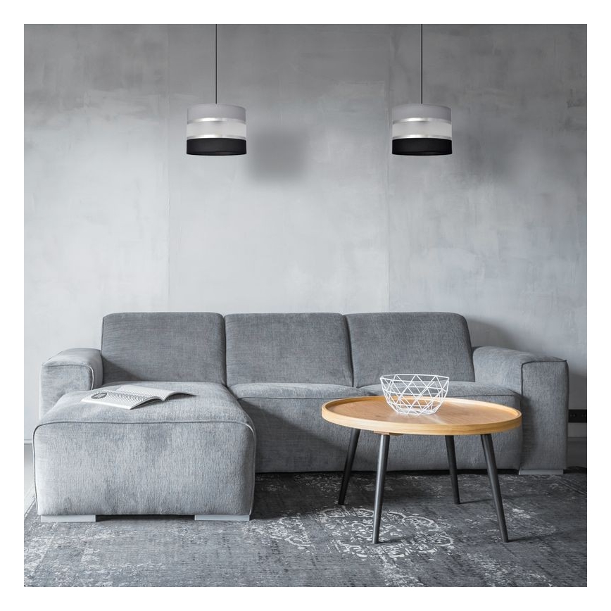 Pendel HELEN 1xE27/15W/230V diameter 20 cm sort/grå/sølvfarvet