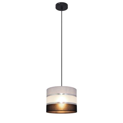 Pendel HELEN 1xE27/15W/230V diameter 20 cm sort/grå/sølvfarvet
