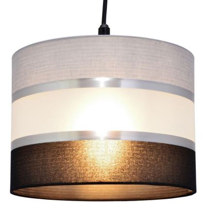 Pendel HELEN 1xE27/15W/230V diameter 20 cm sort/grå/sølvfarvet