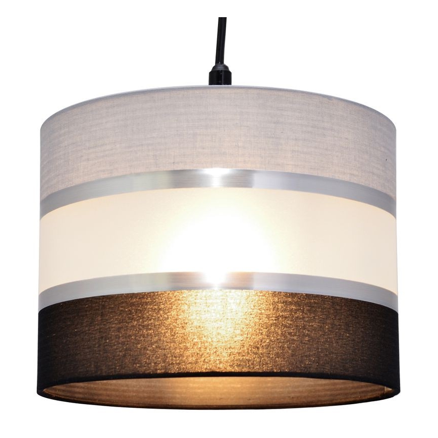 Pendel HELEN 1xE27/15W/230V diameter 20 cm sort/grå/sølvfarvet